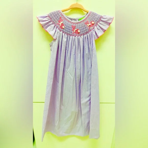 open lace back dress Elegant Girls Silk Smocked Dress in Light Purple